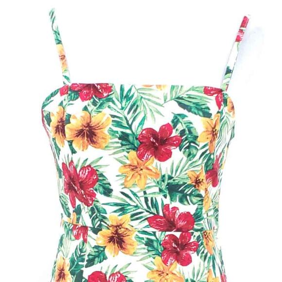 F21 Floral Hawaiian Dress Spaghetti Strap Medium Juniors Bodycon Floral Stretchy - Picture 5 of 7